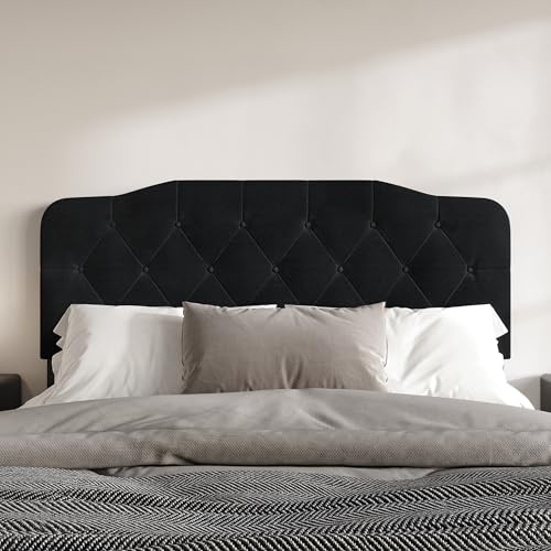 HOME DESIGN Albany Full Size Tufted Upholstered Headboard, Camelback Silhouette,