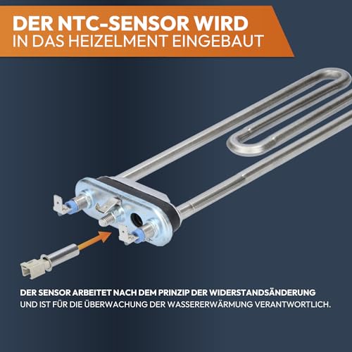 Kenekos - SET Heizelement wie 12029196 (ersetzt 265961/00265961) mit NTC-Sensor wie 00175369/175369 230V, Heizstab kompatibel mit Bosch Siemens Waschmaschine Constructa Balay iQ100 iQ300 iQ500 iQ590