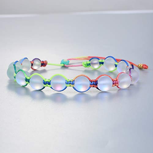 KELITCH Mermaid Moonstone Bracelet Glass Beaded Link Strand Friendship Cuff For Women Bracelet Handmade Fashion Jewelry2