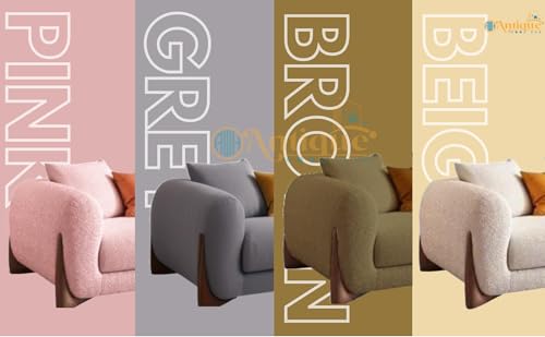 Image of Modern Sofa, Teddy Fabric, Chesterfield Style, Wooden Legs, for Living Room, Bedroom, Hallways (3 Seater)