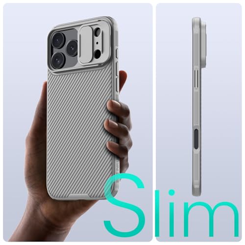 Image of Nillkin for iPhone 17 Pro Max Case with Slide Camera Cover, Thin Slim Fit, Shockproof Protective, Protector Privacy, Phone Case iPhone 17 Pro Max Camera Lens Protector 6.9 inch, Gray