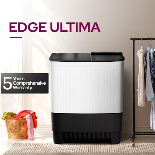 Image of Godrej 9 Kg Semi Automatic 5 Star Rating with 5 Years Warranty, Toughened Glass Lid, Magic Lint Filter Washing machine (WSEDGE ULT 90 5.0 DB2 ME WHBK)