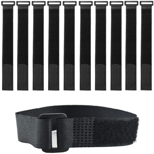 HUAHAITGCH 10 Pack (20 x 1 Inch) Fastening Cable Straps,Adjustable Multi-Purpose Hook and Loop Straps Nylon Cable Ties for Wire Cable Management Home Office Garage Outdoor Organization