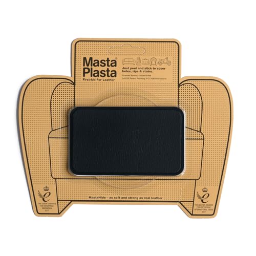 MastaPlasta - Toppa Nero autoadesiva per la riparazioni di Pelle. Scegli Dimensioni/Design. Pronto Soccorso per divani, sedili Auto, Borse, Giacche, ECC.
