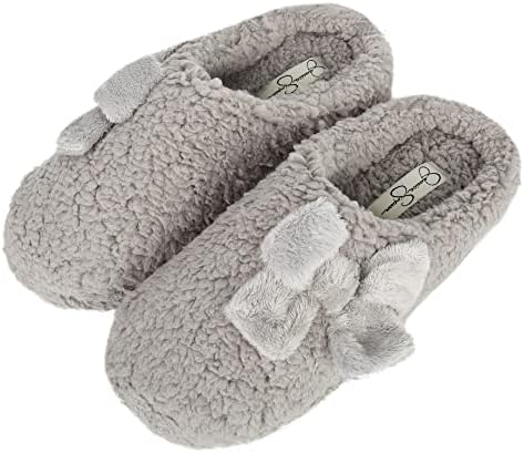 Jessica Simpson Womens Plush Marshmallow Slide On House Slipper Clog with Memory Foam, Grey, Large Review | Image 4