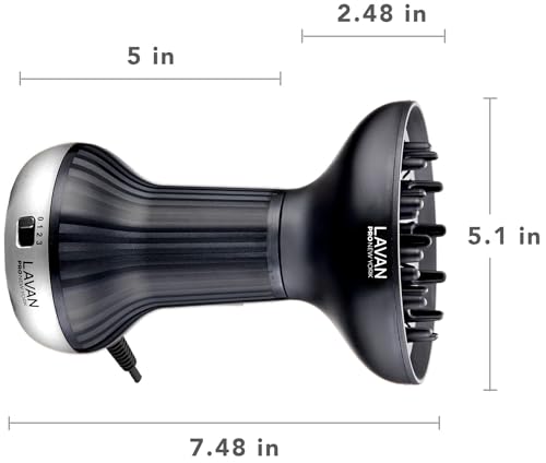 Image of Diffuser Hair Dryer for Curly Hair - Ionic Technology Hair Dryer with Adjustable Heat & Speed Settings for Frizz-Free, Defined Curls, Lightweight Hair Dryer, Wavy And Curly Hair (SILVER)