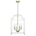 Golden Lighting 8401-4P SB-WH Leighton Pendant, Satin Brass