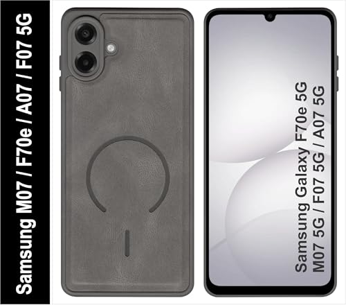 Image of SBMS Back Cover for Samsung M07 /F70e /A07 /F07 5G | Ultra Slim Soft Rubberised Hard Case | Oil Feel Soft Leather Back | Mag-Safe Design (Mag-Safe Not Support) | Camera Protection Case Sam A07 (Grey)