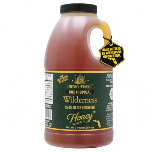 HONEY FEAST 3 Pounds Subtropical Wilderness Honey - Embrace this Raw and Unfiltered Small Batch Beekeeper Treasure