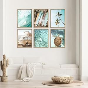 Laywhq Coastal Beach Wall Art Summer Ocean Surf Tropical Canvas Wall Decor Summer Nautical Palm Tree Turtle Surfboard Bus Room Paintings Prints Posters for Bedroom Living Room Set of 6 8x10in Unframed Laywhq Coastal Beach Wall Art Summer Ocean Surf Tropical Canvas Wall Decor Summer Nautical Palm Tree Turtle Surfboard Bus Room Paintings Prints Posters for Bedroom Living Room Set of 6 8x10in Unframed