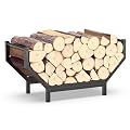 Peyulia Indoor Outdoor Firewood Rack,Rustproof Metal Fireplace Wood Rack,Curved Lagre-Capacity Firewood holder,Heavy Duty Log Rack,Black