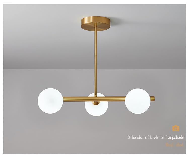Suspension table à manger en laiton et boules de verre design chic - 3