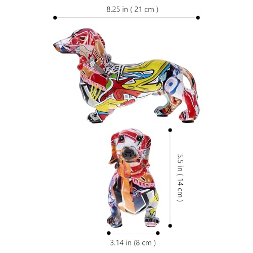 Statue chien teckel résine style graffiti pour moderniser un intérieur terne - 3