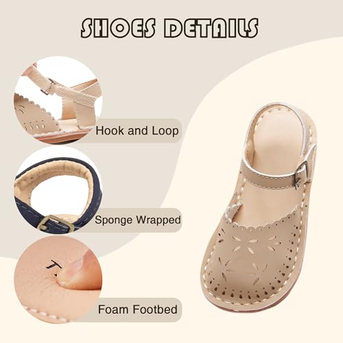 Image of THEE BRON Toddler Floral Cutout Closed Toe Sandals for Girls Breathable Summer Shoes