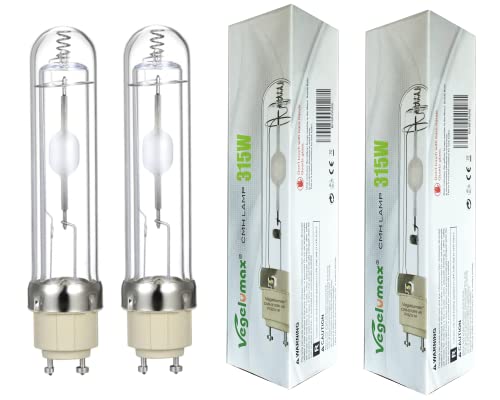 Vegelumax 315 Watt CMH Grow Light Lamp Bulb Full Spectrum Ceramic Metal Halide CCT 4200K HID High Efficiency Low Heat Superior Master Color CDM for Plant Growing Flowering,CRI 95+,2Pack
