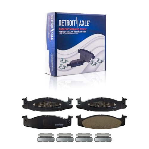 Image of Detroit Axle - Front Brake Kit for 94-01 Ford E-150 Econoline 94-96 F-150 | Drilled & Slotted Disc Brake Rotors Ceramic Brake Pads Replacement 11.73 inch inch Rotors