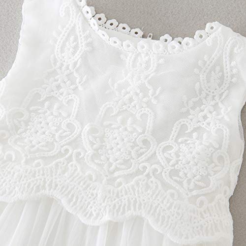 Slowera Baby Girls White Lace Dress Christening Baptism Gowns and Bonnet (Style2, 6-12 Months) - Thumbnail 5
