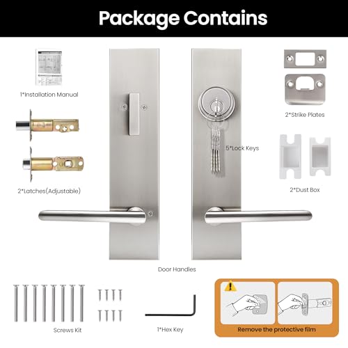 Front Door Handle and Deadbolt Set, Entry Door Lock Set with Deadbolt by ORBIVOLTA - Used condition - Image 8