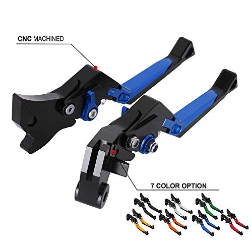JFG RACING Motorfiets Opvouwbare Remkoppeling Levers Set Paar CNC Voor Yamaha R15 2011-2016 FZ-16 2009-2014 FZ-S 150 2015-2016 FZ150L 2014-2016 FZS 600 FAZER 1998-2003-Blauw