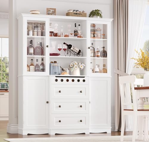 Amazon.com: HIFIT 72" Tall Kitchen Storage Cabinets with Glass Door and ...