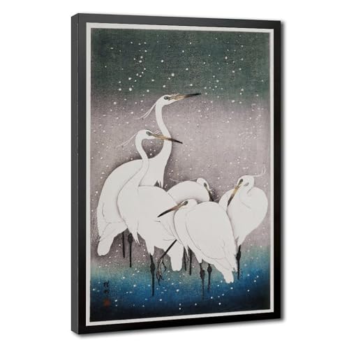 Impression sur toile Ohara Koson oiseaux de collection avec cadre suspendu bois