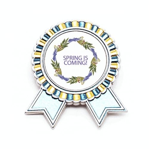 Broche fleur bleue en guirlande ronde, cadeau idéal en métal
