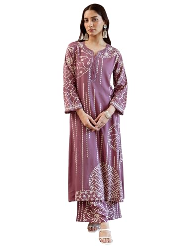 Image of INDO ERA Women's Green Viscose Rayon Printed Straight Kurta & Pant Set (IEOUT6940)