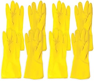 Household Cleaning Gloves - Yellow Rubber Gloves Medium- Washing Up Gloves - Latex Gloves for Kitchen & Bathroom - Rubber Gloves for Cleaning & Dishwashing - 4pk Cleaning Gloves