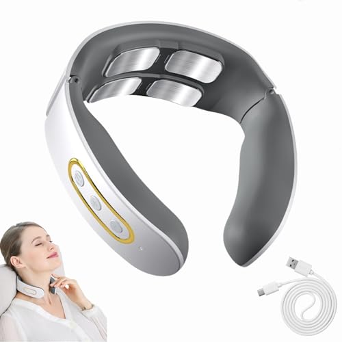 Neurotex Nackenmassagegerät, Nurotex 11-in-1 Nackenlösung, Tragbares Beheiztes Nackenmassagegerät, 6 Modi, 9 Intensitätsstufen, Elektrische Lmpulse Gegen Schmerzen & Verspannungen (Weiß(mit Heizung))