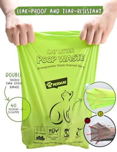 Image of Cat Litter Bags for Poop Biodegradable Cat Waste Disposal Bag Leakproof Durable and Unscented Large to Fit Any Scoop Strengthen Dog Poop Bag- 100 Count