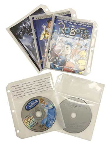 CheckOutStore 50 White CD/DVD Half Sheet Storage Binder Filing Sleeve & Booklet