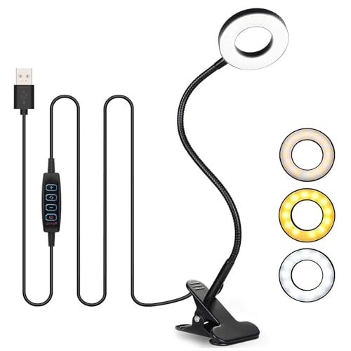 KOOSREEL Desk Lamp Clip On Clamp Light & 3 Light Mode 10 Dimmable Brightness Eye Caring Book Adjustable for Reading Studying Working Video Conference Lighting - Black KOOSREEL Desk Lamp Clip On Clamp Light & 3 Light Mode 10 Dimmable Brightness Eye Caring Book Adjustable for Reading Studying Working Video Conference Lighting - Black