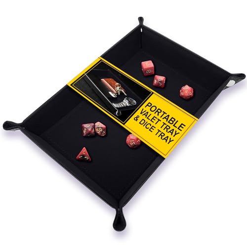 Harbor Loot Brand Black Dice Tray - Perfectly Sized at 8.5 x 11.25 Inches Unsnapped and 6.5 x 9.5 Snapped - Designed by Gamers - Packs Flat, Protects Your Table, and Keeps Dice Where They Belong
