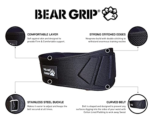 BEAR GRIP ZWART gewichtheffen neopreen gebogen fitnessriem rug lumbale ondersteuning fitness oefening bodybuilding (klein) - Afbeelding 5
