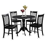 East West Furniture Dublin 5 Piece Dinette Set for 4 Includes a Round Room Table with Dropleaf and 4...