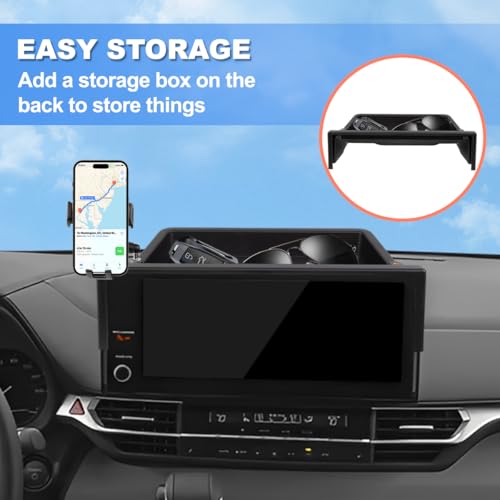 Image of Car Phone Holder Compatible with Toyota Sienna 2025 Accessories 12.3-Inch Screen Fixed Clip, Cell Phone Mount with Dash Tray Organizer Hands-Free 360 Rotation (Not for LE Trim 8-Inch)