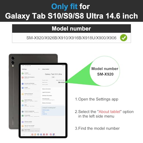 Image of DTTO for Samsung Galaxy Tab S9 Ultra 14.6 inch Case 2023, Premium Leather Business Folio Stand Cover with S Pen Holder for Galaxy Tablet S9 Ultra 14.6 2023 Model [SM-X910 /X916B /X918U], Black