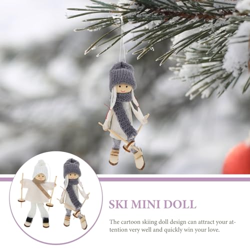 Homoyoyo XTG0KZ550S3EBNNDX182ZC12F Christmas Figurine 2Pcs Holiday Wooden Figure Miniature Ski Doll Ornament Christmas Tree Hanging Decoration Table Home Ornaments thumb #2
