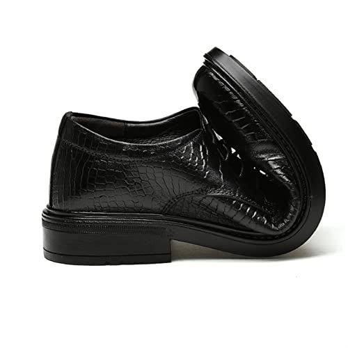 Dress Oxford for Men Lace Up Round Burnished Toe Derby Shoes Leather Low Top Block Heel Rubber Sole Non Slip Business4