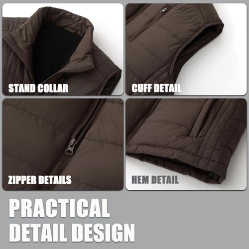 Image of Msmsse Men's Outerwear Vests Winter Quilted Padded Vest Gilet Stand Collar Warm Puffer Vest