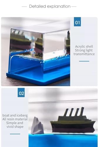 Image of JEBISON Acrylic Car Interior Dashboard Decoration, Titanic Wave Cruise Ship, Liquid Wave Cruise Ship Decoration, Nautical Showpiece for Show Piece for Home Decor, Living Room, Office, 20 x 12 Cm