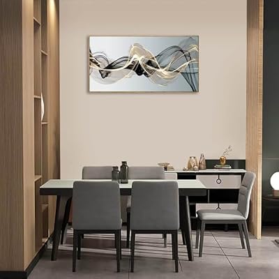 Abstract Wall Art for Living Room Black and Gold Bedroom Wall Decor Above Bed Modern Large Size Wooden Framed Artwork for Home Walls Abstract Pictures for Kitchen Bedroom Home Office 24x48inch