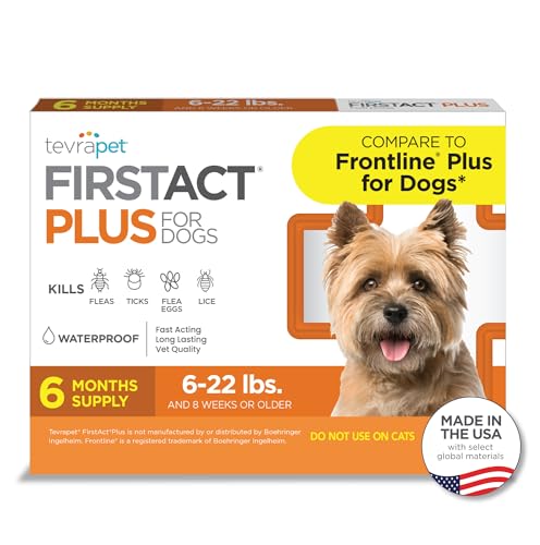 FirstAct Plus Flea Treatment for Dogs, Small Dogs 5-22 lbs, 6 Doses, Same Active Ingredients as...