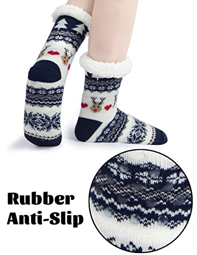 Image of Slipper Socks for Women with Gripper - Winter Non Slip Thick Fuzzy Socks - Warm Cozy Christmas Gift