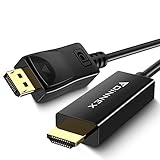 【Conexión Más Estable】Displayport a cable HDMI con bloqueo proporciona una conexión segura con un botón de liberación, presione el botón antes de desconectar. La longitud perfecta de 2m/6.6ft de display port to hdmi cable puede ampliar la escena en tu vida diaria. Además de otros escenarios en los que se aplican cables más cortos, también es posible conectar el dispositivo al televisor desde el sofá o la cama de casa o de un hotel.