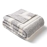 Picture of Snuggle Sac Twin Size Bedding Blankets Luxurious Microfiber, Reversible Super Soft Warm Cozy Blankets Fuzzy Plush Blanket for Bed,Couch,Sofa,Living Room, Grey Stripe,60x80 inches