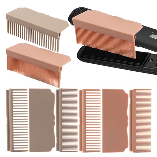 2set Silk Press Comb Attachment - Clip On Flat Iron Hair Straightener Comb - Professional Results (COLOR: As Shown)