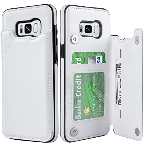 Leto Galaxy S8 Plus Case,Luxury Flip Folio Leather Wallet Case Cover With Card Slots And Kickstand For Girls Women,Protective Phone Case For Samsung Galaxy S8+ Plus White #TOP21
