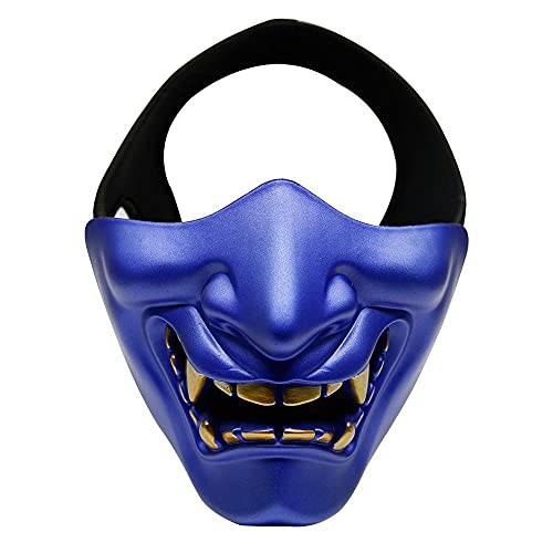 Helmet Mask Airsoft Paintball Half Face Mask CS Game Movie Props Halloween Party Mask Cosplay(Blue)