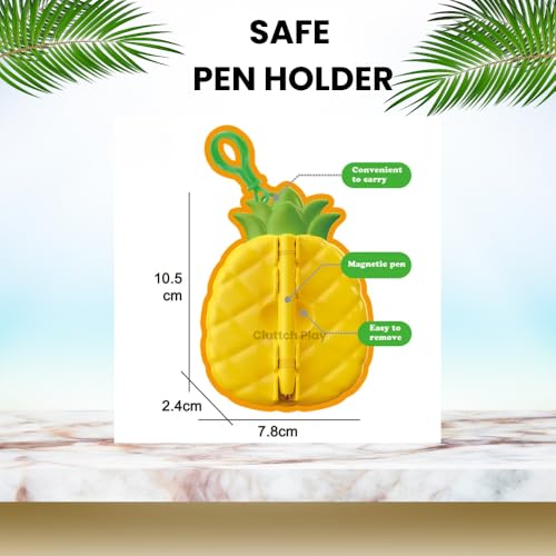 Image of Fruit Shape Mini Magnetic Toy - Magpad Keychain with Steel Balls Writing & Drawing Board Magnetism Toy for Kids, Stress Relief School Bag Pendant(Pineapple Magnetic Drawing Pad)